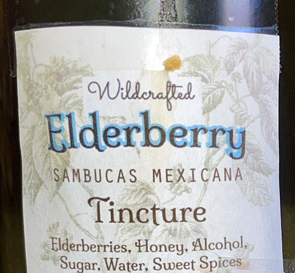 Elderberry tincture label, homemade