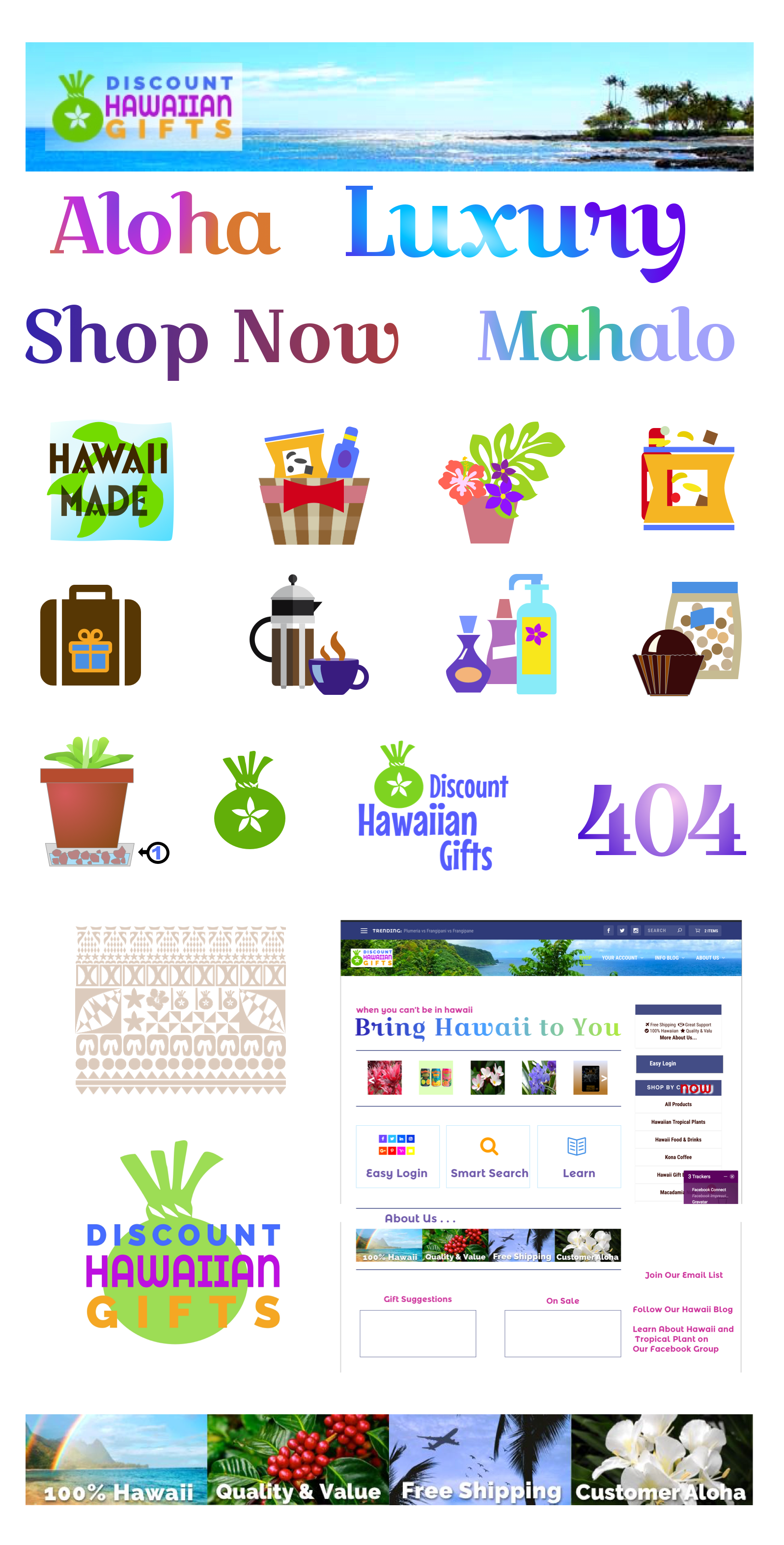 Discount Hawaiian gifts portfolio sheet for website, collateral