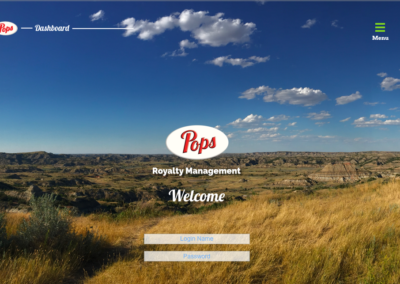 Pops iPad. Login page with landscape background.