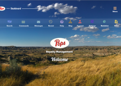 Pops iPad landing dashboard with wide open prairies background