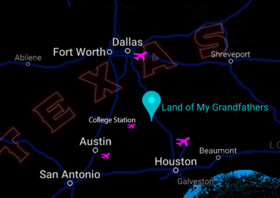 Texas map showing land of my grandfather's location LOMG