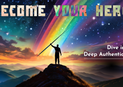 MKP Poster: Warrior on Hilltop with Spear, dramatic night sky With rainbow, Landscape